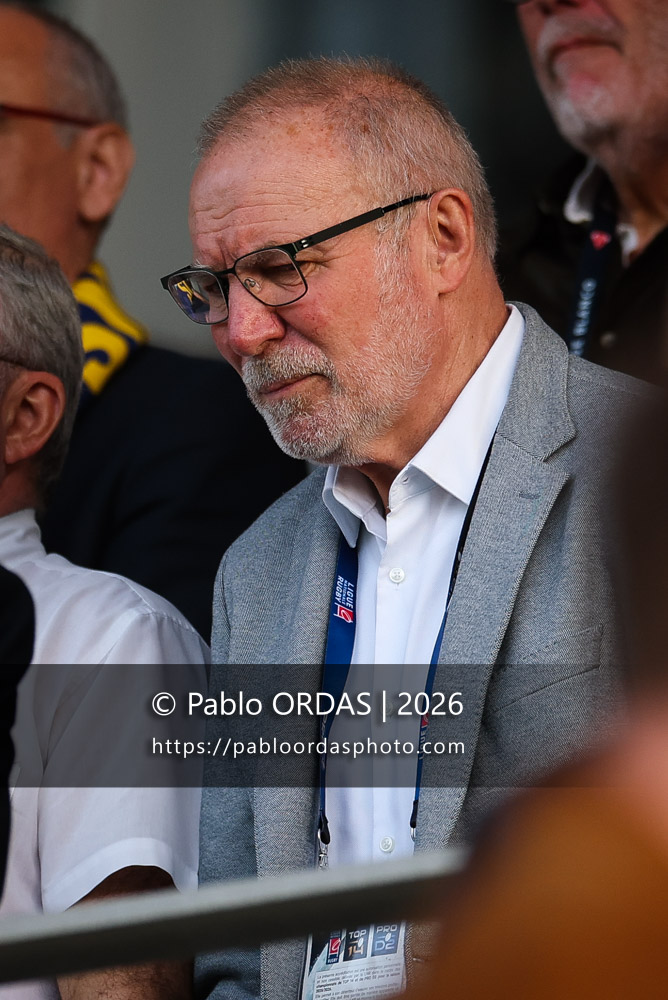Régis Dumange, lors du match de Pro D2 entre le Biarritz olympique et Nevers, le 10 avril 2026 au stade Aguiléra de Biarritz, France (Photo Pablo ORDAS)