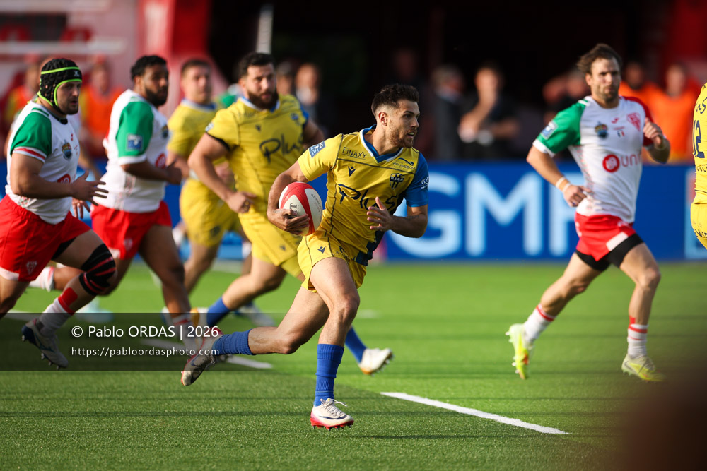Dylan Jaminet, lors du match de Pro D2 entre le Biarritz olympique et Nevers, le 10 avril 2026 au stade Aguiléra de Biarritz, France (Photo Pablo ORDAS)