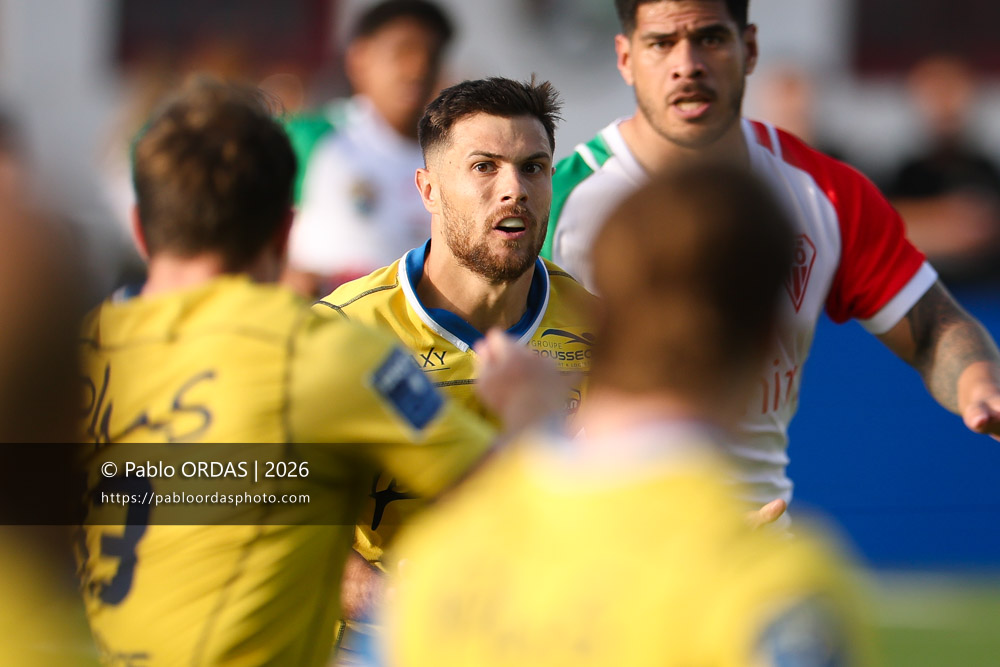 Dylan Jaminet, lors du match de Pro D2 entre le Biarritz olympique et Nevers, le 10 avril 2026 au stade Aguiléra de Biarritz, France (Photo Pablo ORDAS)