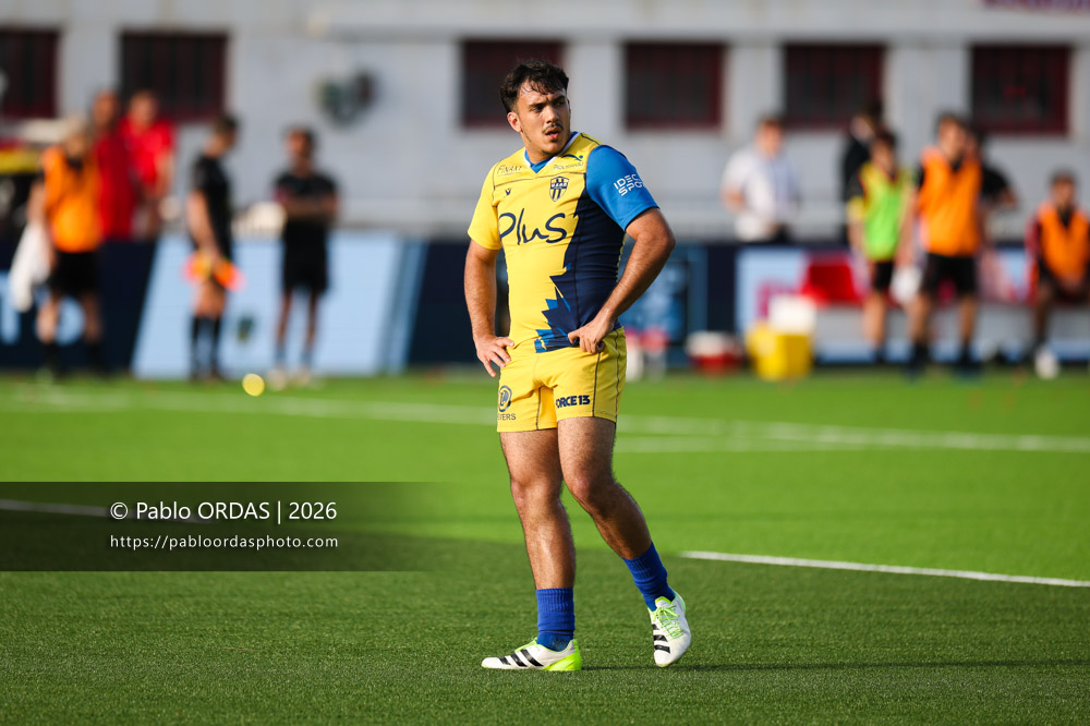 Mathys Belaubre, lors du match de Pro D2 entre le Biarritz olympique et Nevers, le 10 avril 2026 au stade Aguiléra de Biarritz, France (Photo Pablo ORDAS)
