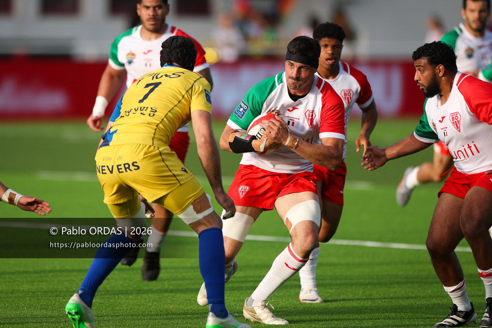 Rémi Bourdeau, lors du match de Pro D2 entre le Biarritz olympique et Nevers, le 10 avril 2026 au stade Aguiléra de Biarritz, France (Photo Pablo ORDAS)