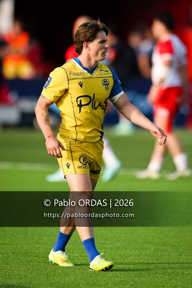 Gabin Rocher, lors du match de Pro D2 entre le Biarritz olympique et Nevers, le 10 avril 2026 au stade Aguiléra de Biarritz, France (Photo Pablo ORDAS)