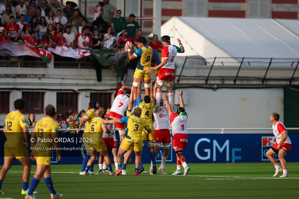 Manaïa Lape, lors du match de Pro D2 entre le Biarritz olympique et Nevers, le 10 avril 2026 au stade Aguiléra de Biarritz, France (Photo Pablo ORDAS)