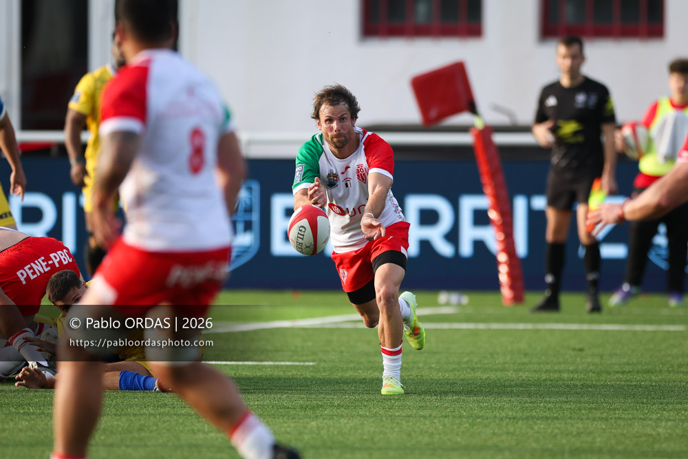 Yann Lesgourgues, lors du match de Pro D2 entre le Biarritz olympique et Nevers, le 10 avril 2026 au stade Aguiléra de Biarritz, France (Photo Pablo ORDAS)