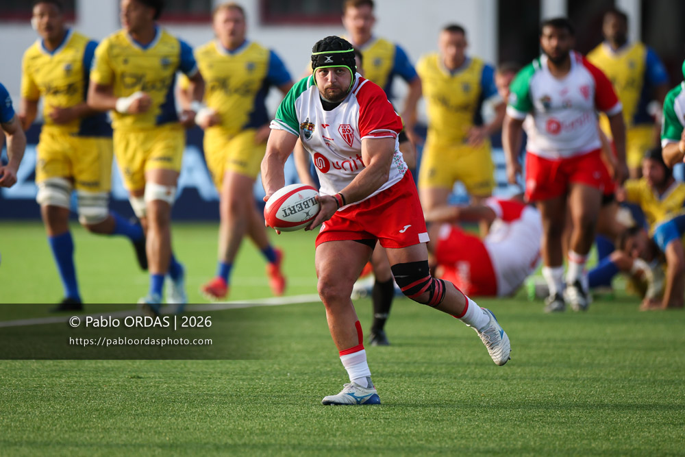 Giorgi Nutsubidze, lors du match de Pro D2 entre le Biarritz olympique et Nevers, le 10 avril 2026 au stade Aguiléra de Biarritz, France (Photo Pablo ORDAS)