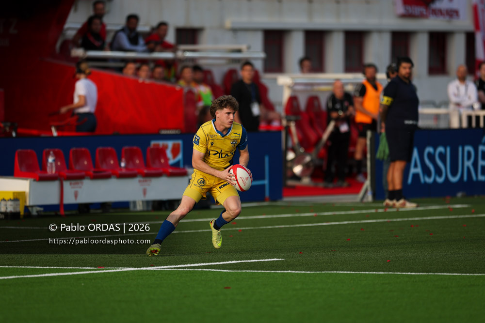 Simon Tarel, lors du match de Pro D2 entre le Biarritz olympique et Nevers, le 10 avril 2026 au stade Aguiléra de Biarritz, France (Photo Pablo ORDAS)