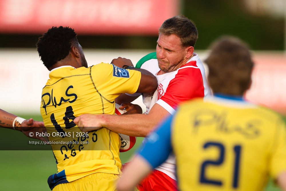 Clément Martinez, lors du match de Pro D2 entre le Biarritz olympique et Nevers, le 10 avril 2026 au stade Aguiléra de Biarritz, France (Photo Pablo ORDAS)