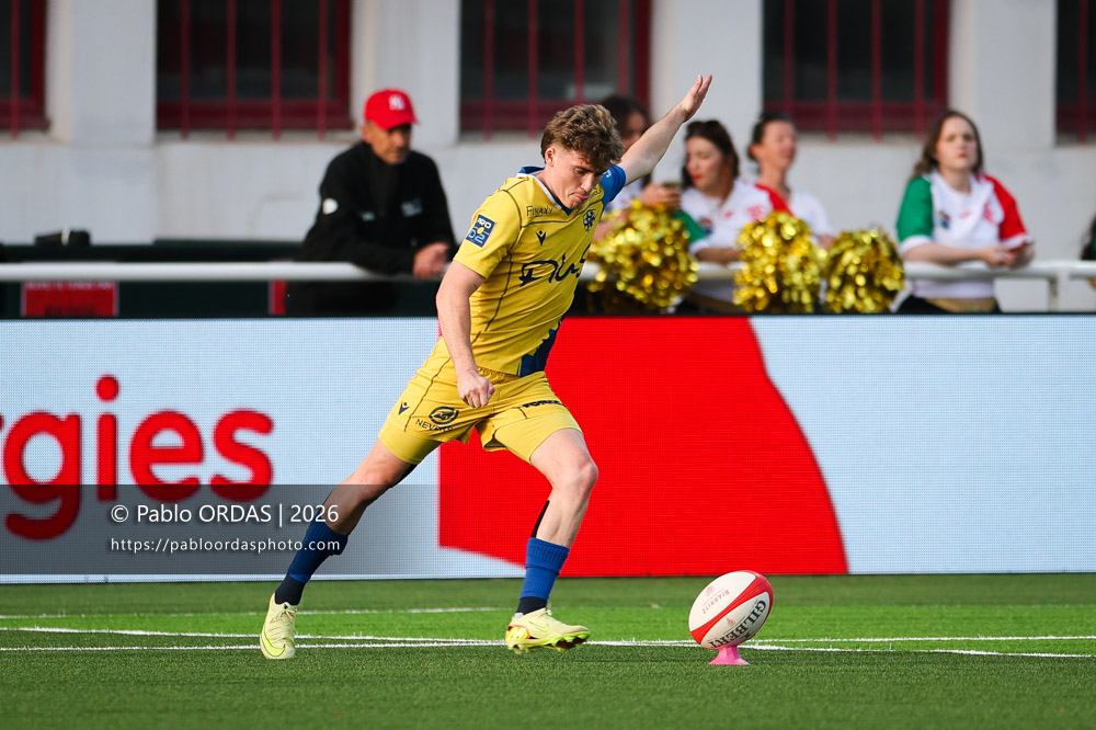 Simon Tarel, lors du match de Pro D2 entre le Biarritz olympique et Nevers, le 10 avril 2026 au stade Aguiléra de Biarritz, France (Photo Pablo ORDAS)