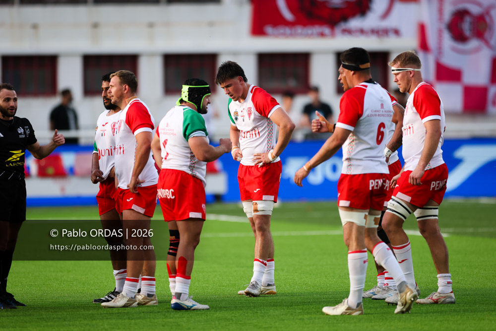 Andrea Sacco, lors du match de Pro D2 entre le Biarritz olympique et Nevers, le 10 avril 2026 au stade Aguiléra de Biarritz, France (Photo Pablo ORDAS)