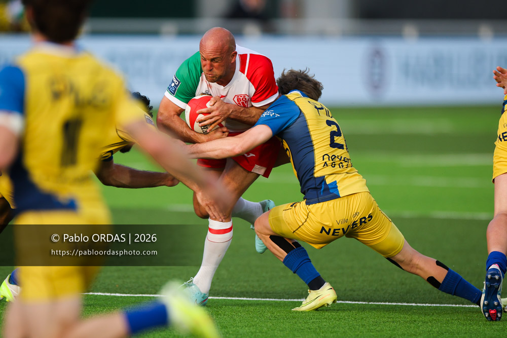 Mathieu Acebes, lors du match de Pro D2 entre le Biarritz olympique et Nevers, le 10 avril 2026 au stade Aguiléra de Biarritz, France (Photo Pablo ORDAS)