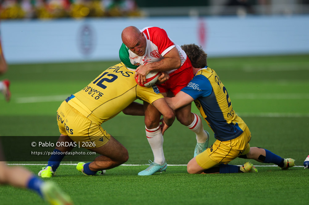 Mathieu Acebes, lors du match de Pro D2 entre le Biarritz olympique et Nevers, le 10 avril 2026 au stade Aguiléra de Biarritz, France (Photo Pablo ORDAS)