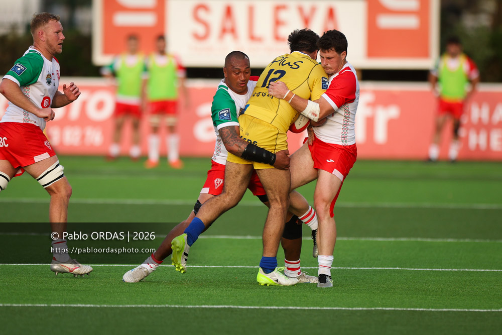 Piula Fa'asalele, lors du match de Pro D2 entre le Biarritz olympique et Nevers, le 10 avril 2026 au stade Aguiléra de Biarritz, France (Photo Pablo ORDAS)