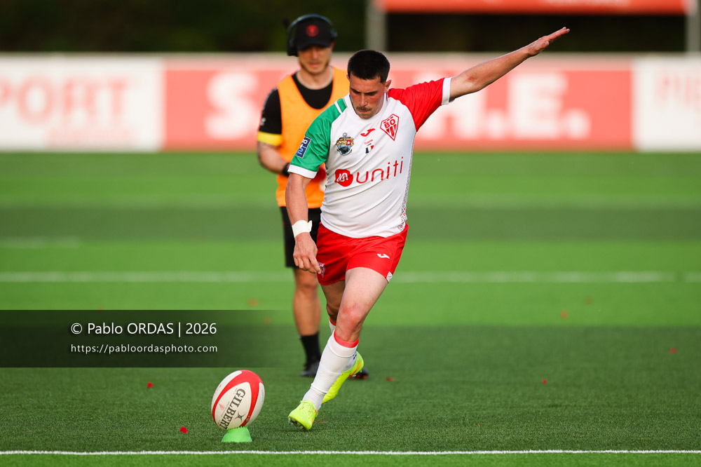 Edgar Retière, lors du match de Pro D2 entre le Biarritz olympique et Nevers, le 10 avril 2026 au stade Aguiléra de Biarritz, France (Photo Pablo ORDAS)