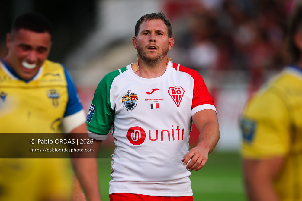 Clément Martinez, lors du match de Pro D2 entre le Biarritz olympique et Nevers, le 10 avril 2026 au stade Aguiléra de Biarritz, France (Photo Pablo ORDAS)