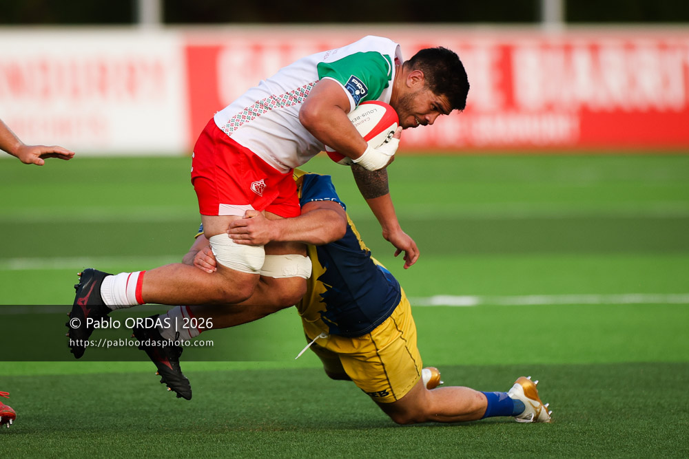 Filimo Taofifenua, lors du match de Pro D2 entre le Biarritz olympique et Nevers, le 10 avril 2026 au stade Aguiléra de Biarritz, France (Photo Pablo ORDAS)