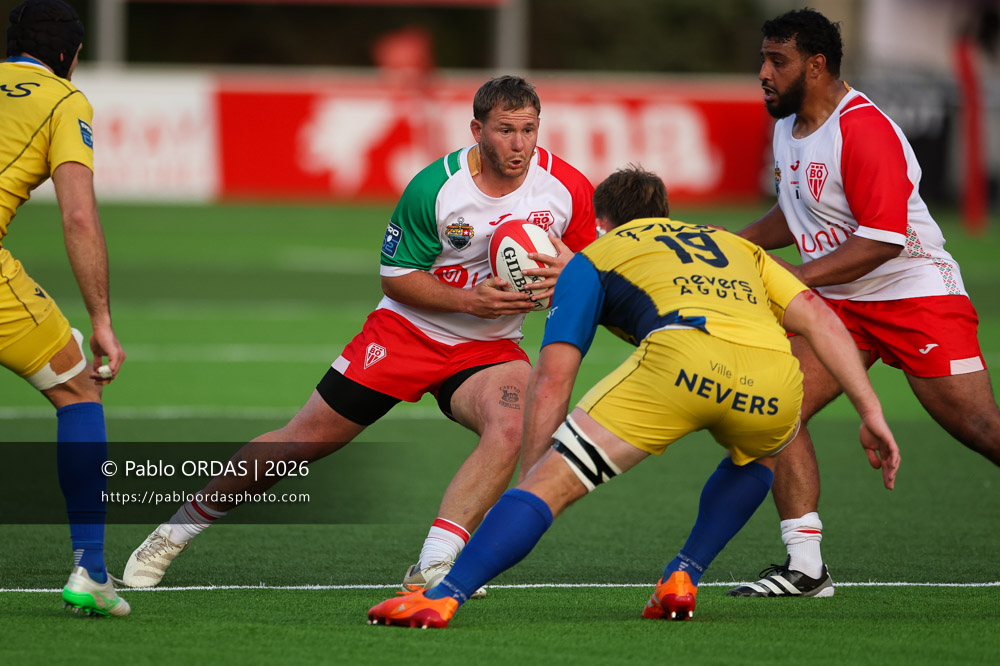 Clément Martinez, lors du match de Pro D2 entre le Biarritz olympique et Nevers, le 10 avril 2026 au stade Aguiléra de Biarritz, France (Photo Pablo ORDAS)