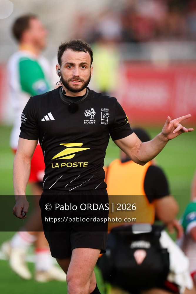 Julien Caulier, lors du match de Pro D2 entre le Biarritz olympique et Nevers, le 10 avril 2026 au stade Aguiléra de Biarritz, France (Photo Pablo ORDAS)