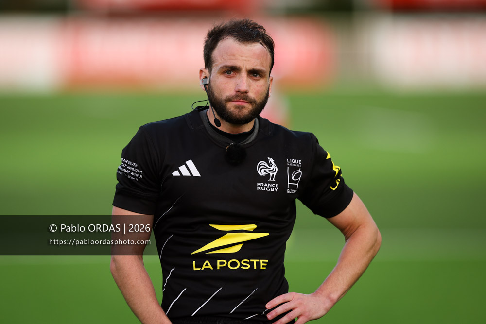 Julien Caulier, lors du match de Pro D2 entre le Biarritz olympique et Nevers, le 10 avril 2026 au stade Aguiléra de Biarritz, France (Photo Pablo ORDAS)