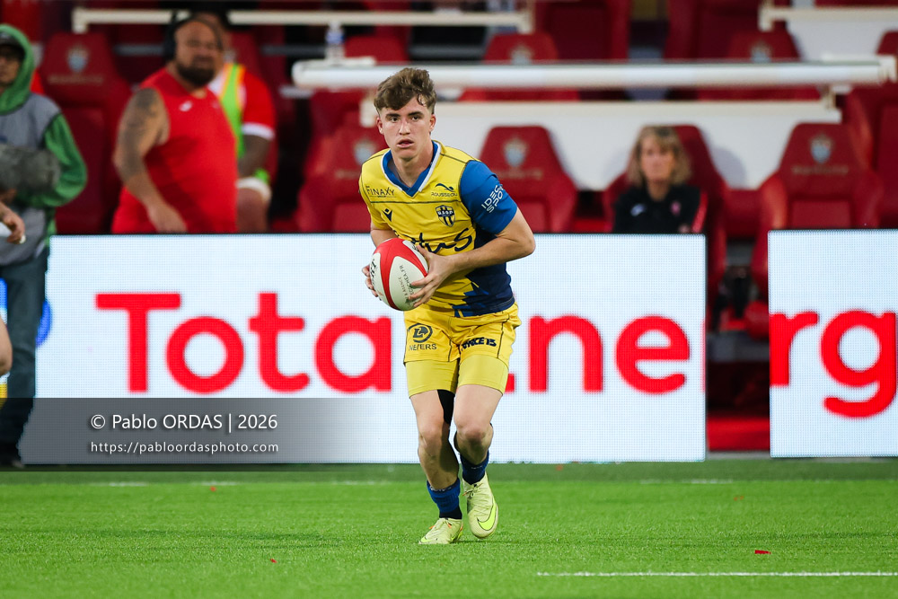 Simon Tarel, lors du match de Pro D2 entre le Biarritz olympique et Nevers, le 10 avril 2026 au stade Aguiléra de Biarritz, France (Photo Pablo ORDAS)