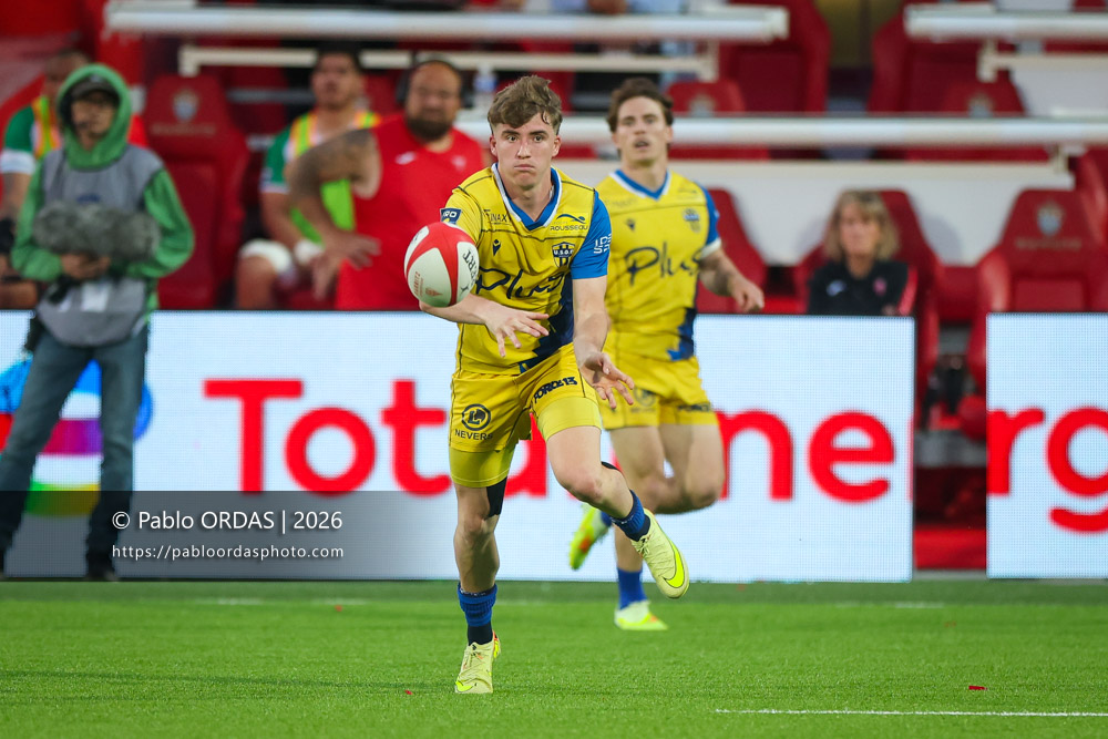 Simon Tarel, lors du match de Pro D2 entre le Biarritz olympique et Nevers, le 10 avril 2026 au stade Aguiléra de Biarritz, France (Photo Pablo ORDAS)