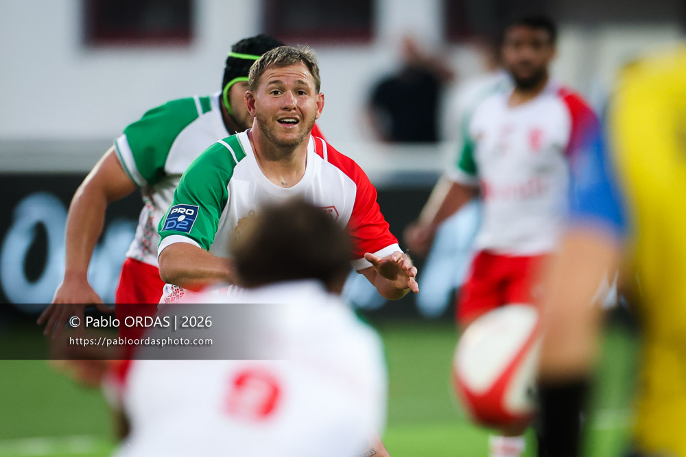 Clément Martinez, lors du match de Pro D2 entre le Biarritz olympique et Nevers, le 10 avril 2026 au stade Aguiléra de Biarritz, France (Photo Pablo ORDAS)