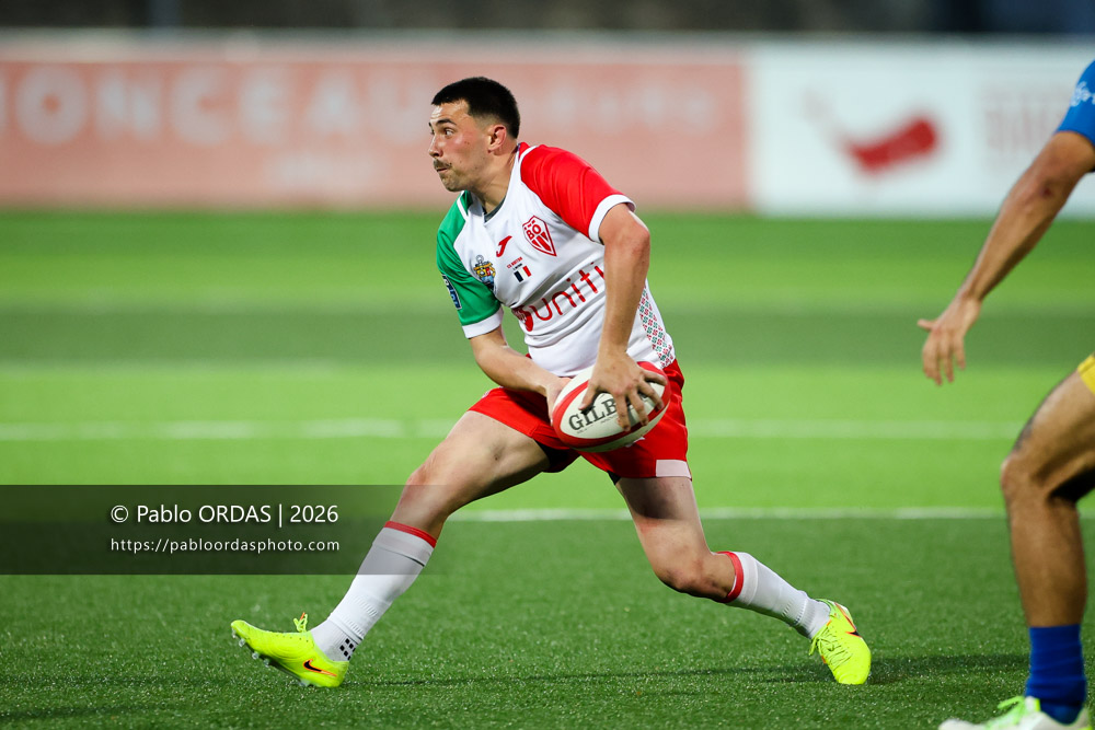 Edgar Retière, lors du match de Pro D2 entre le Biarritz olympique et Nevers, le 10 avril 2026 au stade Aguiléra de Biarritz, France (Photo Pablo ORDAS)