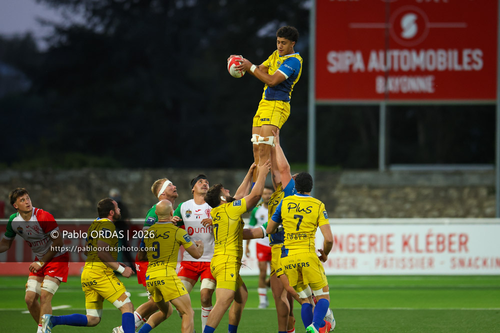 Manaïa Lape, lors du match de Pro D2 entre le Biarritz olympique et Nevers, le 10 avril 2026 au stade Aguiléra de Biarritz, France (Photo Pablo ORDAS)