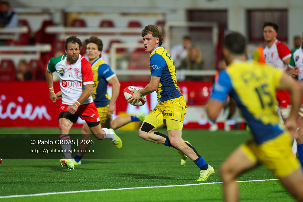 Simon Tarel, lors du match de Pro D2 entre le Biarritz olympique et Nevers, le 10 avril 2026 au stade Aguiléra de Biarritz, France (Photo Pablo ORDAS)