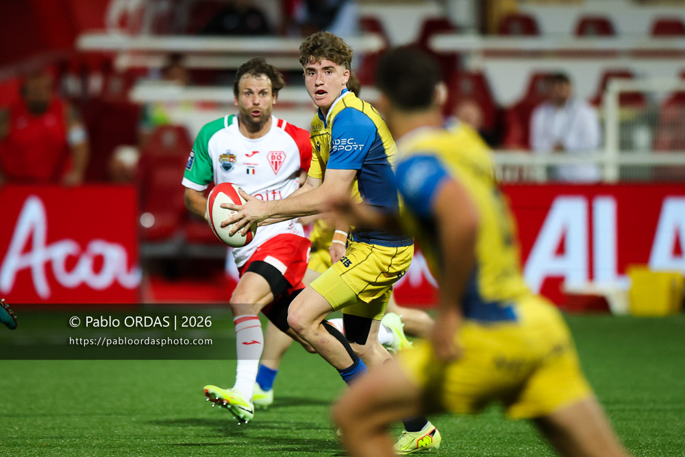 Simon Tarel, lors du match de Pro D2 entre le Biarritz olympique et Nevers, le 10 avril 2026 au stade Aguiléra de Biarritz, France (Photo Pablo ORDAS)