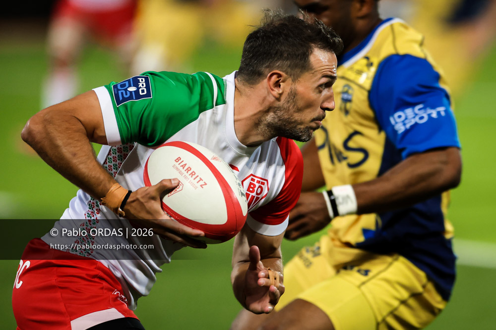 Kylian Jaminet, lors du match de Pro D2 entre le Biarritz olympique et Nevers, le 10 avril 2026 au stade Aguiléra de Biarritz, France (Photo Pablo ORDAS)