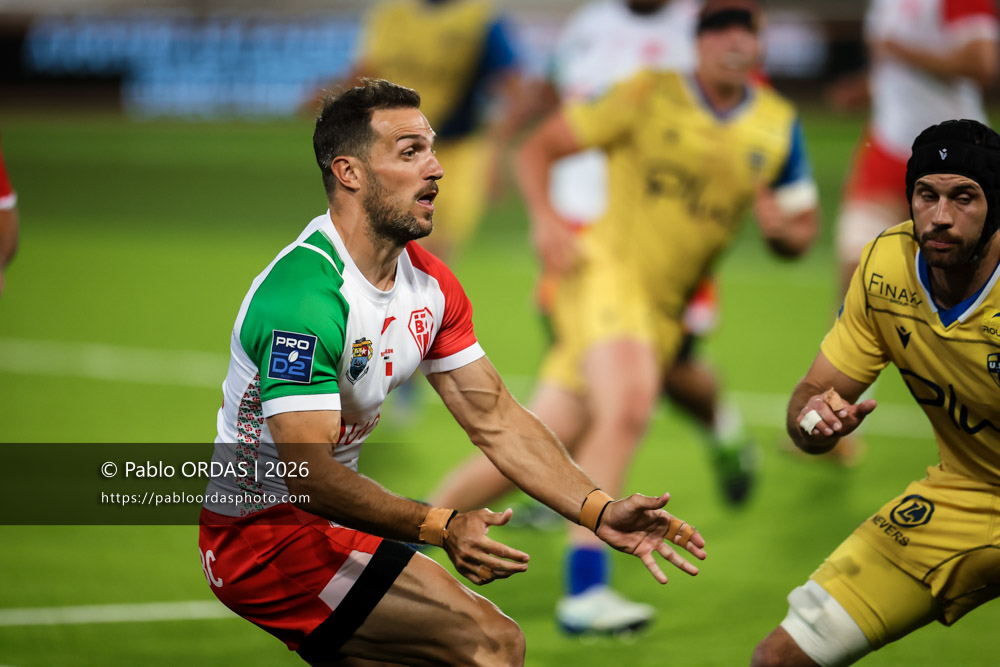 Kylian Jaminet, lors du match de Pro D2 entre le Biarritz olympique et Nevers, le 10 avril 2026 au stade Aguiléra de Biarritz, France (Photo Pablo ORDAS)
