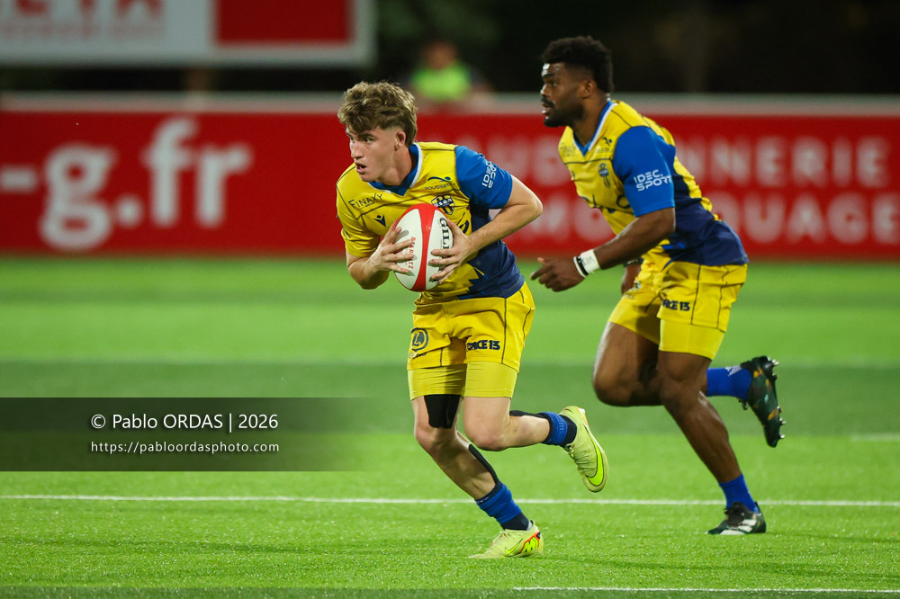 Simon Tarel, lors du match de Pro D2 entre le Biarritz olympique et Nevers, le 10 avril 2026 au stade Aguiléra de Biarritz, France (Photo Pablo ORDAS)