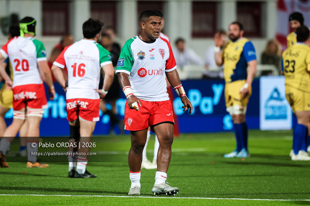 Johnny Dyer, lors du match de Pro D2 entre le Biarritz olympique et Nevers, le 10 avril 2026 au stade Aguiléra de Biarritz, France (Photo Pablo ORDAS)