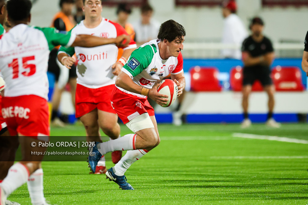 Tom Hendrickson, lors du match de Pro D2 entre le Biarritz olympique et Nevers, le 10 avril 2026 au stade Aguiléra de Biarritz, France (Photo Pablo ORDAS)