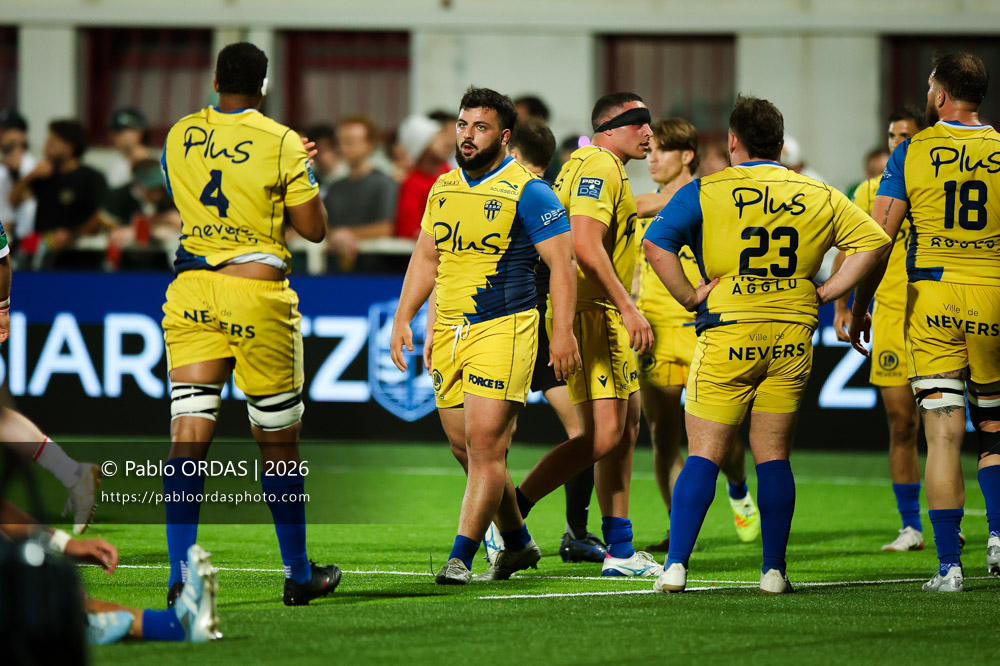 Luka Ungiadze, lors du match de Pro D2 entre le Biarritz olympique et Nevers, le 10 avril 2026 au stade Aguiléra de Biarritz, France (Photo Pablo ORDAS)