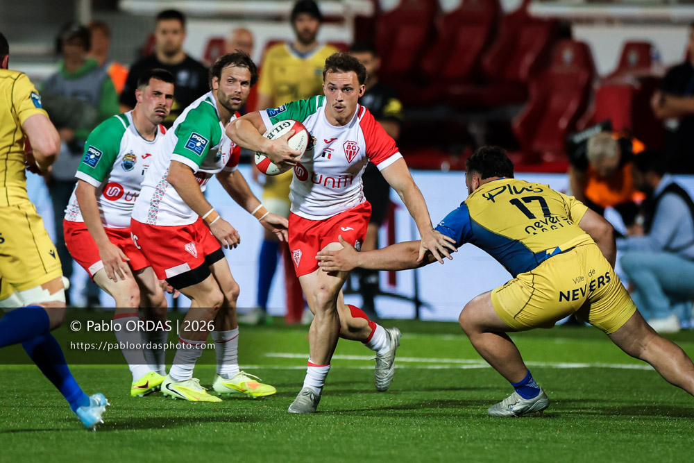 Nicolas Elissondo, lors du match de Pro D2 entre le Biarritz olympique et Nevers, le 10 avril 2026 au stade Aguiléra de Biarritz, France (Photo Pablo ORDAS)