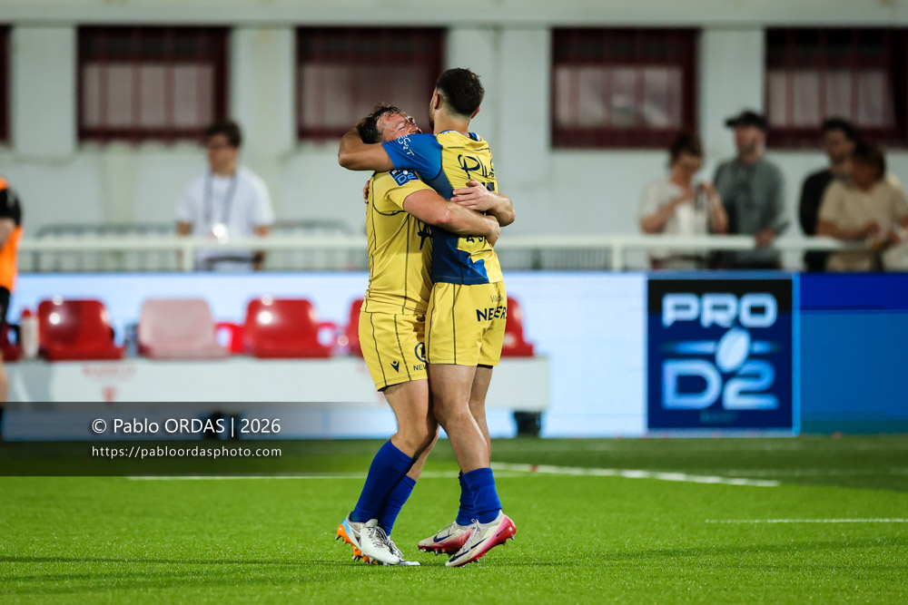 Dylan Jaminet, lors du match de Pro D2 entre le Biarritz olympique et Nevers, le 10 avril 2026 au stade Aguiléra de Biarritz, France (Photo Pablo ORDAS)