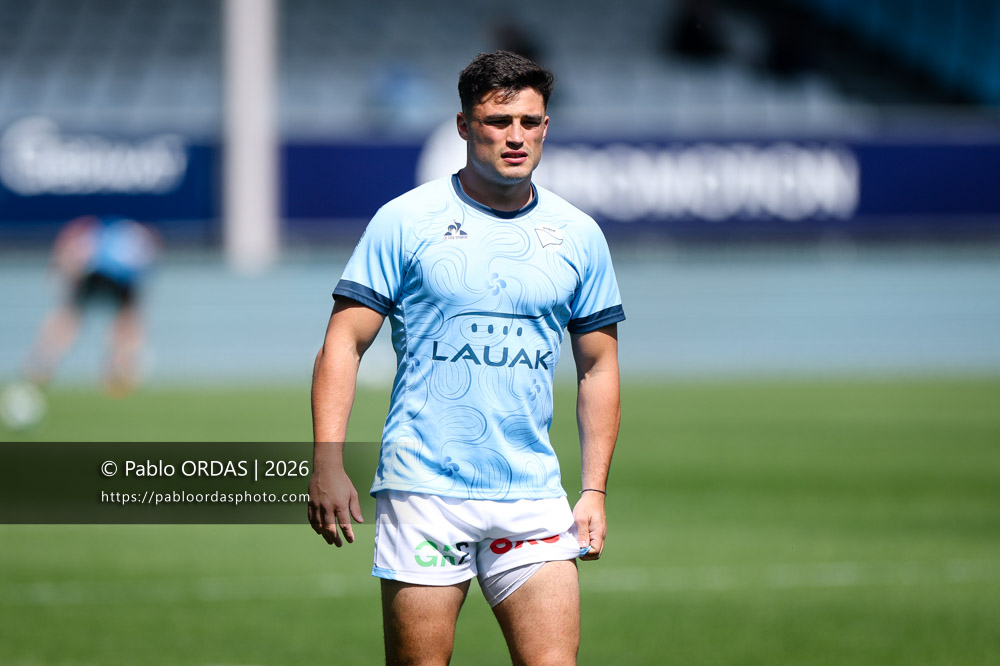 Guillaume Martocq, lors du match de Top 14 entre l'Aviron bayonnais et la Section paloise, le 18 avril 2026 au stade Jean Dauger de Bayonne, France (Photo Pablo ORDAS)