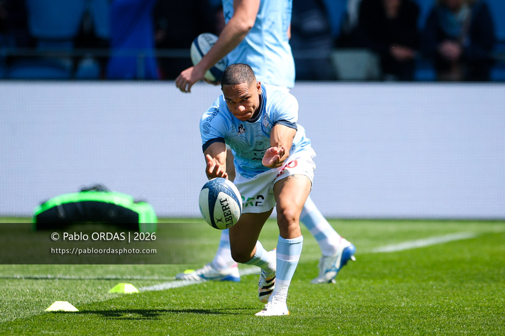 Herschel Jantjies, lors du match de Top 14 entre l'Aviron bayonnais et la Section paloise, le 18 avril 2026 au stade Jean Dauger de Bayonne, France (Photo Pablo ORDAS)
