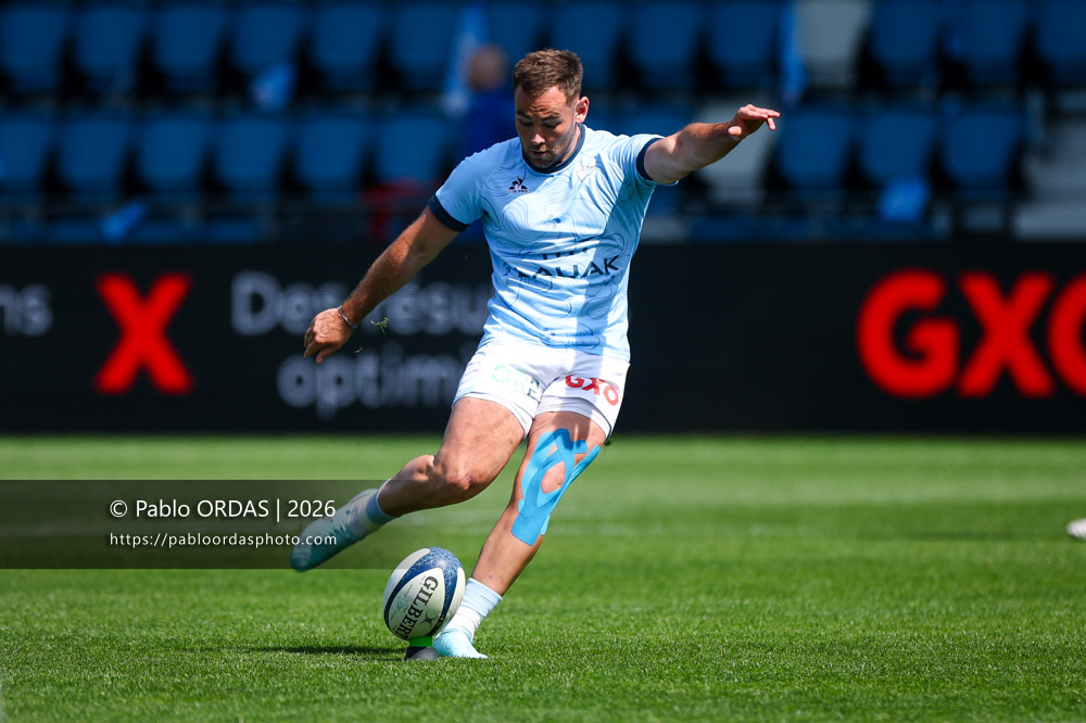 Joris Segonds, lors du match de Top 14 entre l'Aviron bayonnais et la Section paloise, le 18 avril 2026 au stade Jean Dauger de Bayonne, France (Photo Pablo ORDAS)