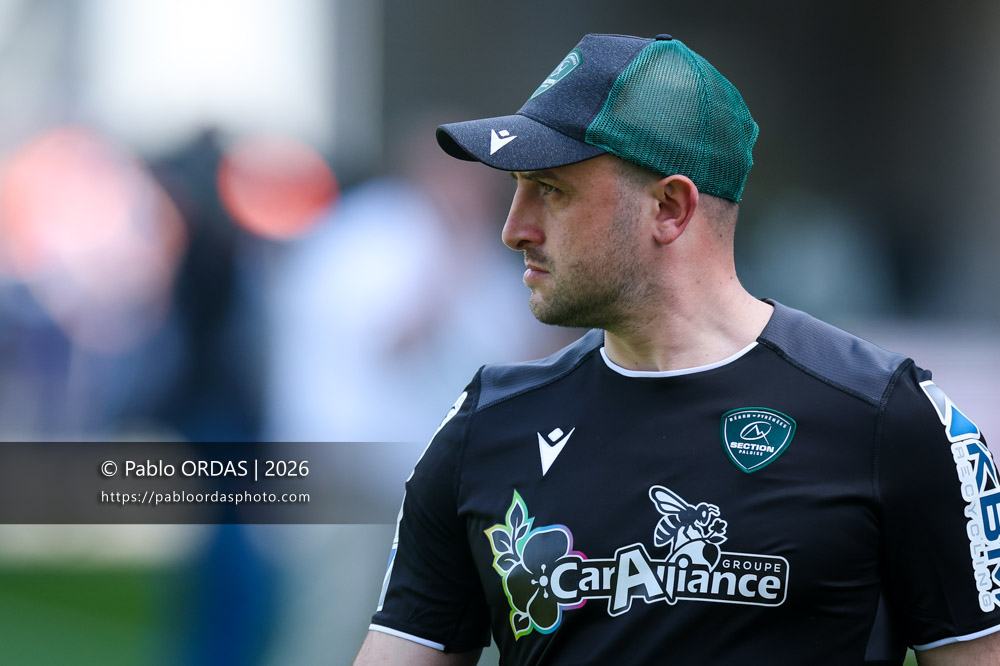 Brandon Fajardo, lors du match de Top 14 entre l'Aviron bayonnais et la Section paloise, le 18 avril 2026 au stade Jean Dauger de Bayonne, France (Photo Pablo ORDAS)