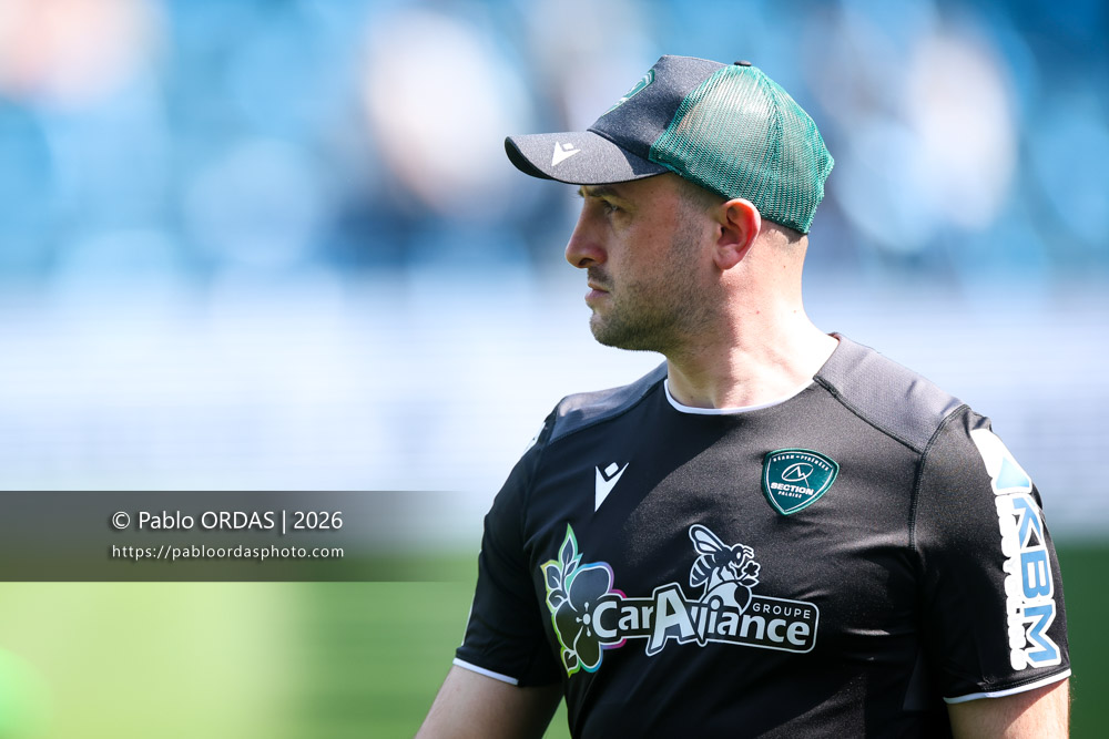 Brandon Fajardo, lors du match de Top 14 entre l'Aviron bayonnais et la Section paloise, le 18 avril 2026 au stade Jean Dauger de Bayonne, France (Photo Pablo ORDAS)