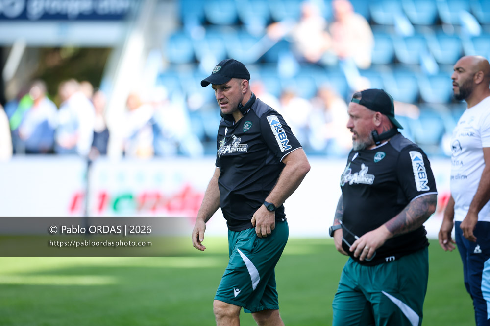 Thomas Choveau, lors du match de Top 14 entre l'Aviron bayonnais et la Section paloise, le 18 avril 2026 au stade Jean Dauger de Bayonne, France (Photo Pablo ORDAS)