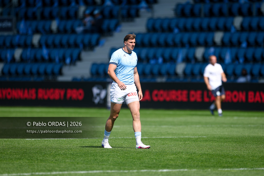 Esteban Capilla, lors du match de Top 14 entre l'Aviron bayonnais et la Section paloise, le 18 avril 2026 au stade Jean Dauger de Bayonne, France (Photo Pablo ORDAS)