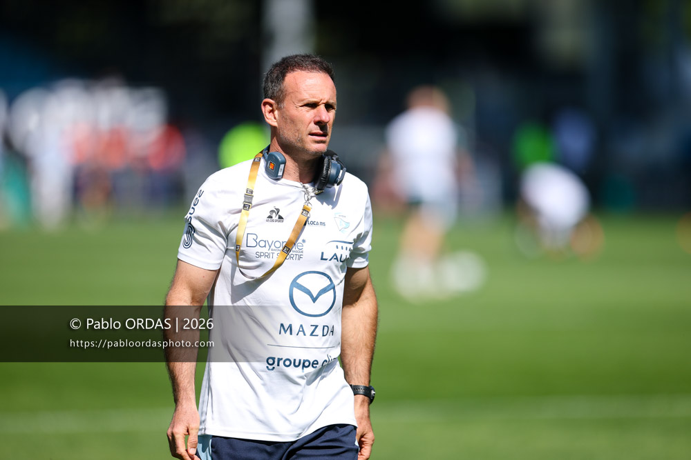 Gerard Fraser, lors du match de Top 14 entre l'Aviron bayonnais et la Section paloise, le 18 avril 2026 au stade Jean Dauger de Bayonne, France (Photo Pablo ORDAS)