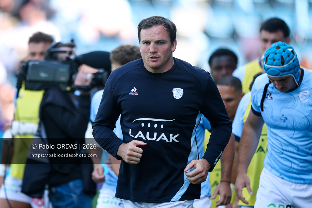 Arthur Iturria, lors du match de Top 14 entre l'Aviron bayonnais et la Section paloise, le 18 avril 2026 au stade Jean Dauger de Bayonne, France (Photo Pablo ORDAS)