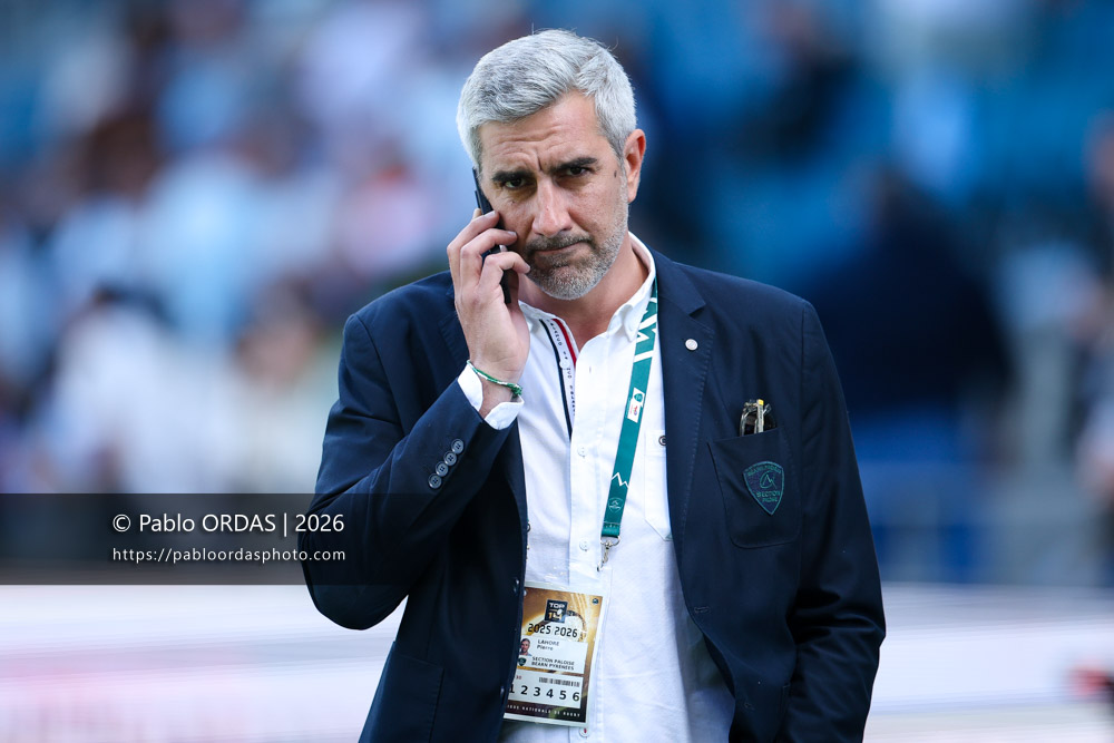 Pierre Lahore, lors du match de Top 14 entre l'Aviron bayonnais et la Section paloise, le 18 avril 2026 au stade Jean Dauger de Bayonne, France (Photo Pablo ORDAS)