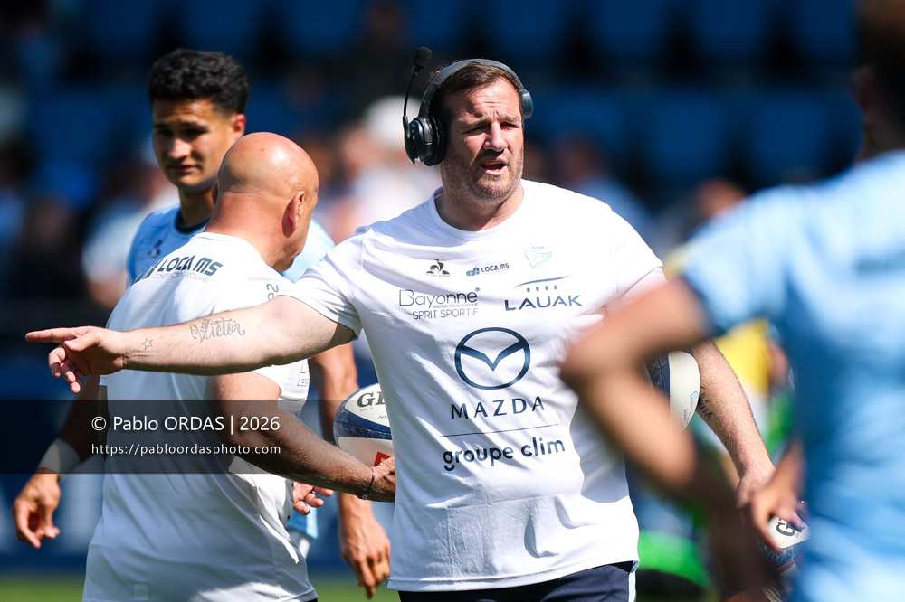 Camille Lopez, lors du match de Top 14 entre l'Aviron bayonnais et la Section paloise, le 18 avril 2026 au stade Jean Dauger de Bayonne, France (Photo Pablo ORDAS)