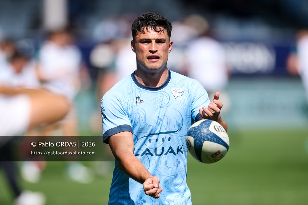 Guillaume Martocq, lors du match de Top 14 entre l'Aviron bayonnais et la Section paloise, le 18 avril 2026 au stade Jean Dauger de Bayonne, France (Photo Pablo ORDAS)