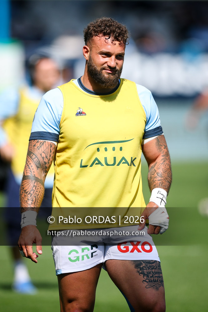 Federico Mori, lors du match de Top 14 entre l'Aviron bayonnais et la Section paloise, le 18 avril 2026 au stade Jean Dauger de Bayonne, France (Photo Pablo ORDAS)